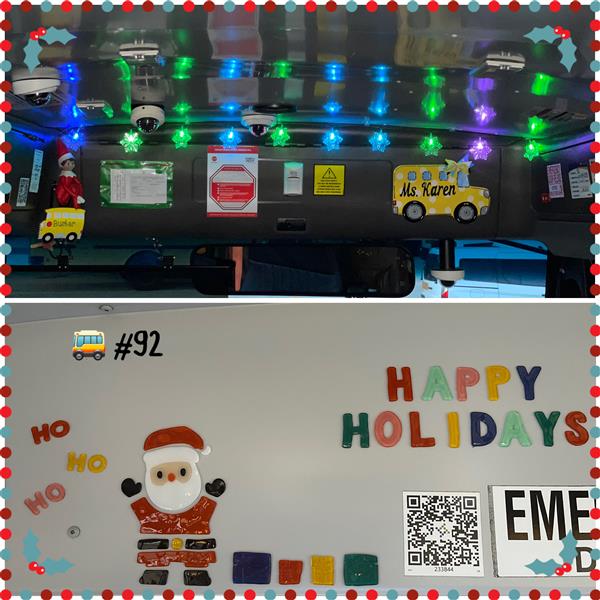 School Bus Decorated for the Holidays